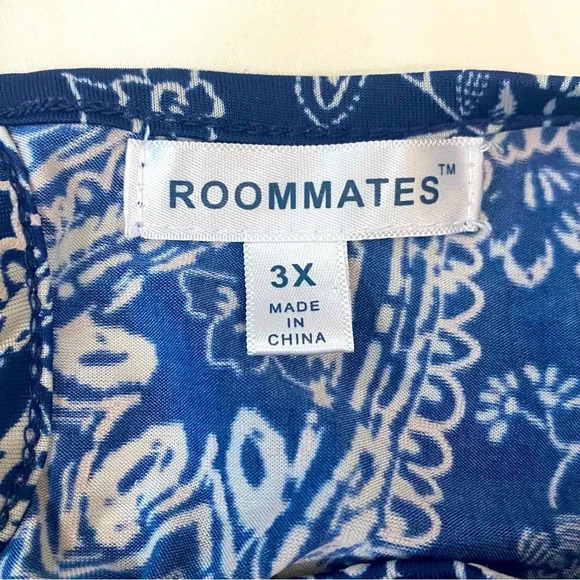 Roommates women’s blue paisley floral lightweight flowy cottagecore  boho top 3X - Picture 5 of 8